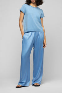 Pantalon Barabelle en soie ample et taille haute - Denim