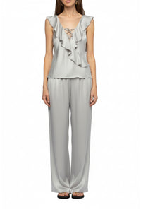 Barabelle high-waisted silk trousers - Grey