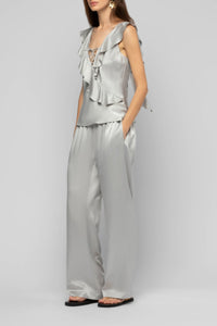 Barabelle high-waisted silk trousers - Grey