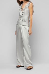 Barabelle high-waisted silk trousers - Grey