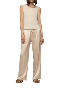 Pantalon Bazra cargo ample en soie - Beige