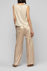 Pantalon Bazra cargo ample en soie - Beige
