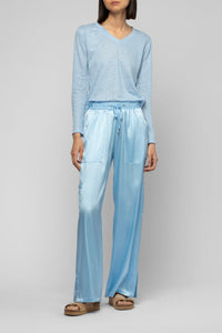 Pantalon Bazra cargo ample en soie - Ciel