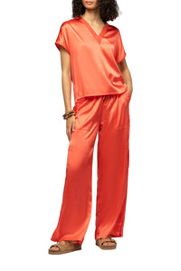 Pantalon Bazra cargo ample en soie - Corail