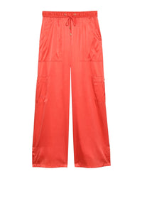 Pantalon Bazra cargo ample en soie - Corail