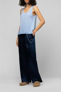 Pantalon Bazra cargo ample en soie - Marine