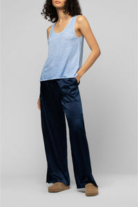 Pantalon Bazra cargo ample en soie - Marine