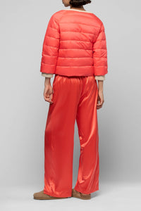 Lightweight Daloa round-neck 3/4-sleeve down jacket - Coral