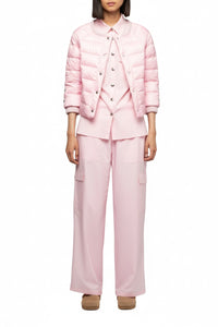 Lightweight Daloa round-neck 3/4-sleeve down jacket - Dragée