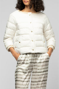 Lightweight Daloa round-neck 3/4-sleeve down jacket - White