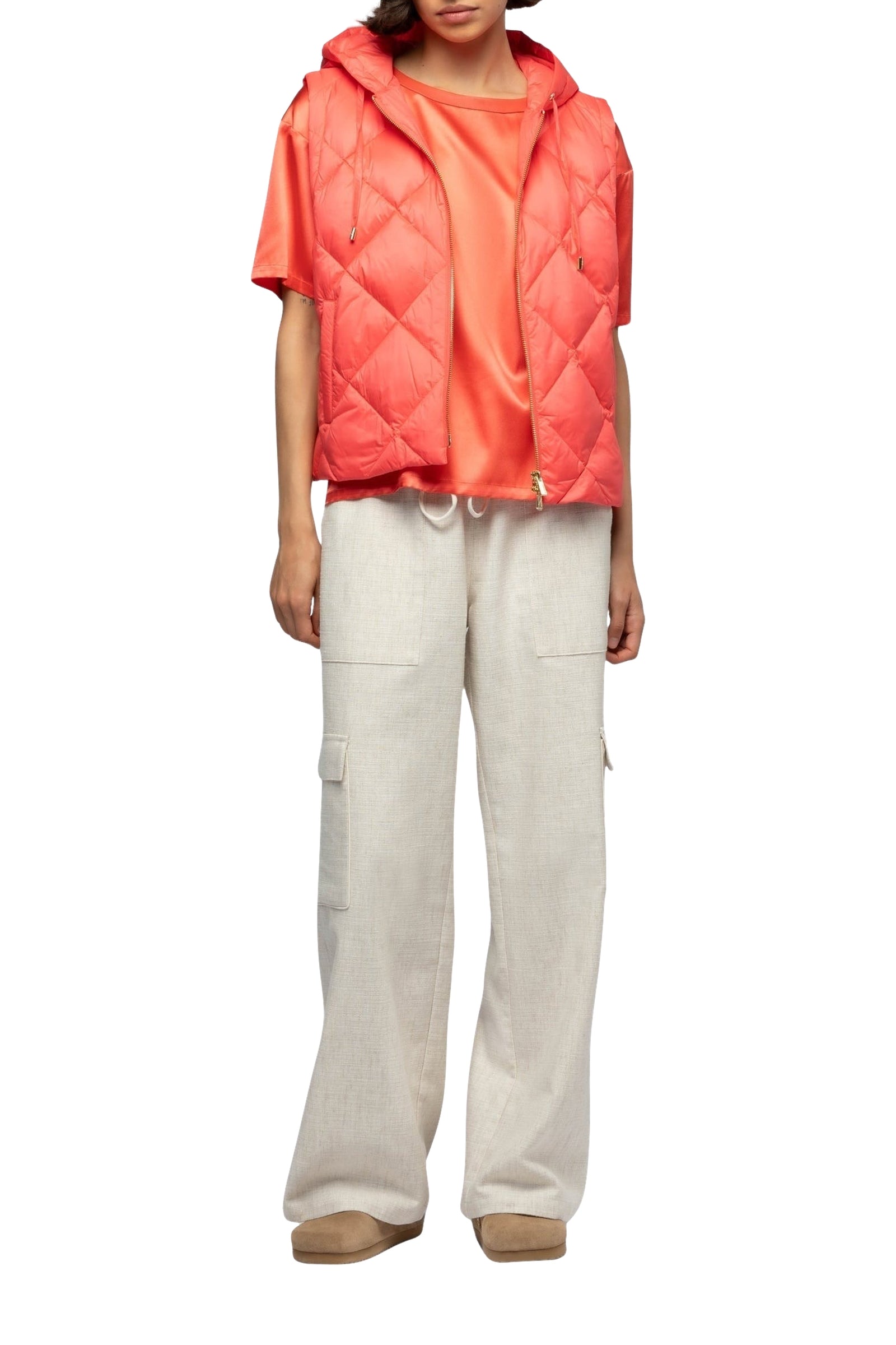 Damelis short sleeveless down jacket - Coral