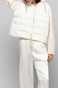 Dariella hooded down jacket with mesh sleeves - White