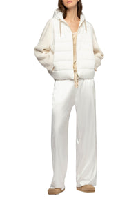 Dariella hooded down jacket with mesh sleeves - White