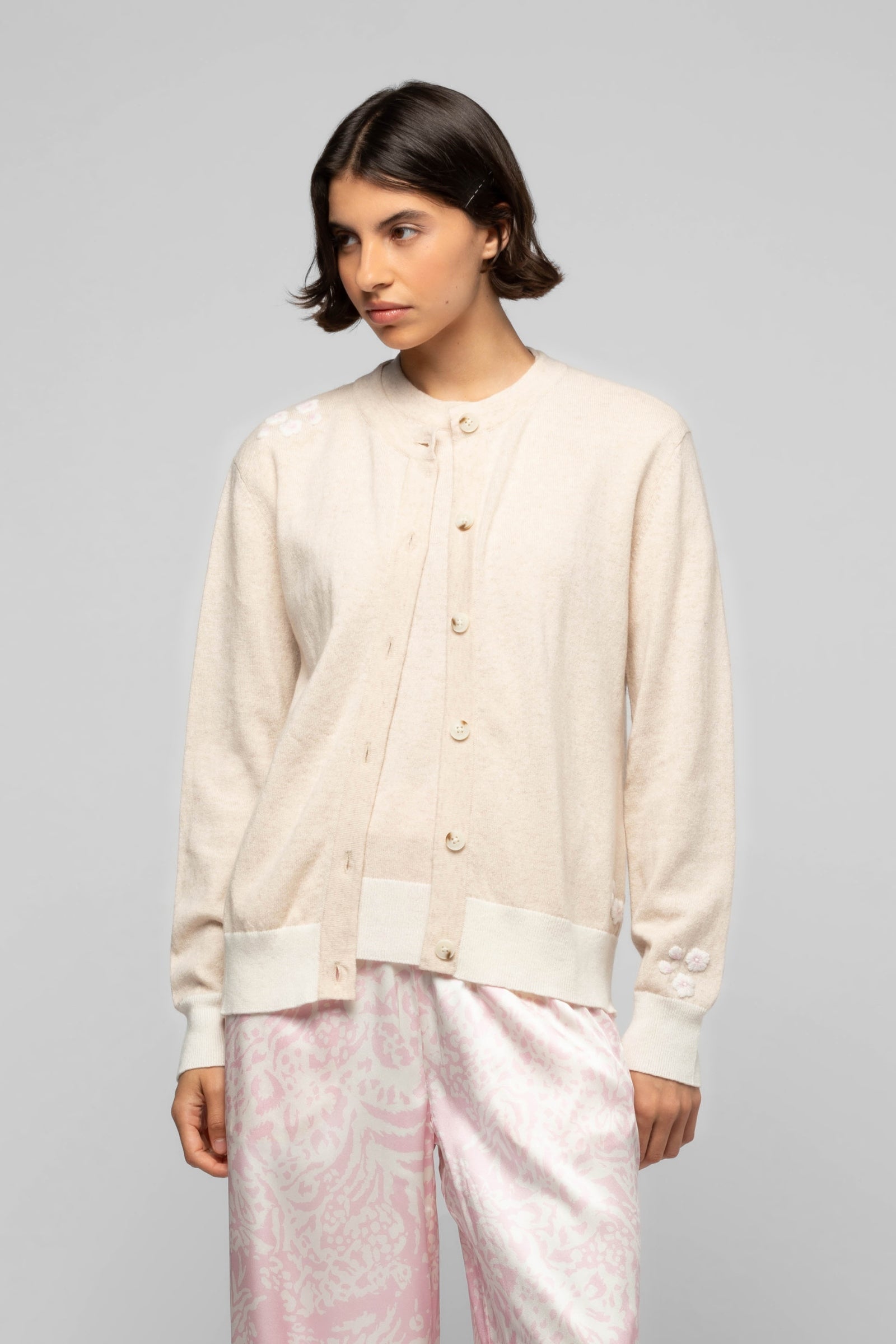 1 QTY NEW CARDIGAN COL ROND BICOLORE