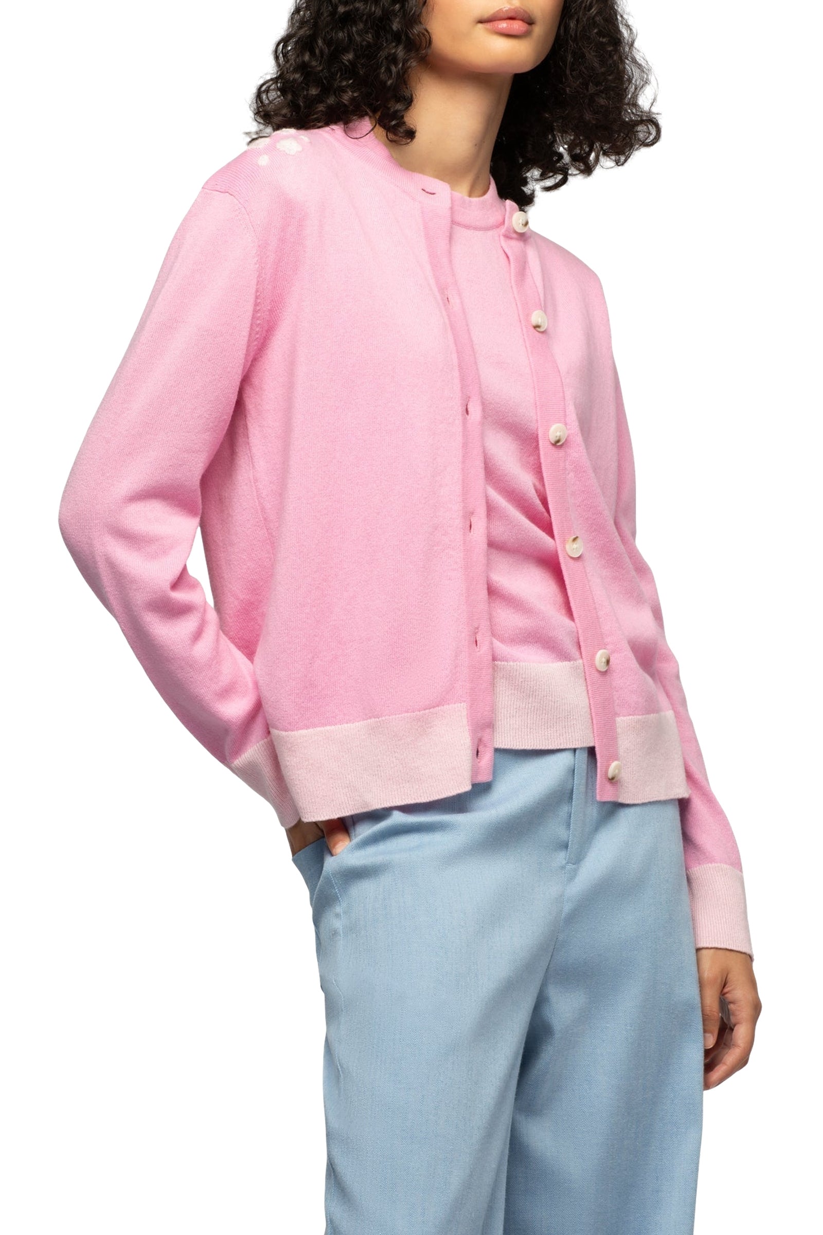 Long-sleeved wool and cashmere Gamelot cardigan - Bonbon