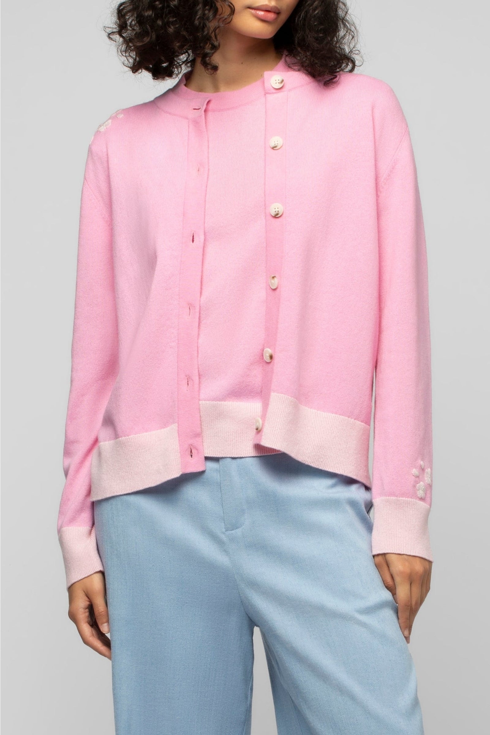 Long-sleeved wool and cashmere Gamelot cardigan - Bonbon