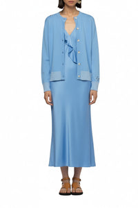 Long-sleeved wool and cashmere Gamelot cardigan - Denim