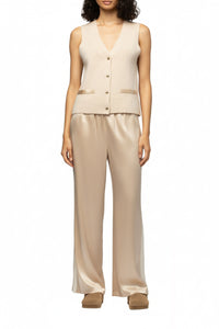 Gany sleeveless two-ply knit and silk jacket - Beige