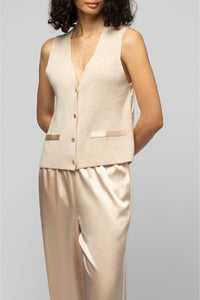 Gany sleeveless two-ply knit and silk jacket - Beige