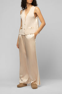 Gany sleeveless two-ply knit and silk jacket - Beige