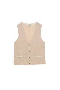 Gany sleeveless two-ply knit and silk jacket - Beige