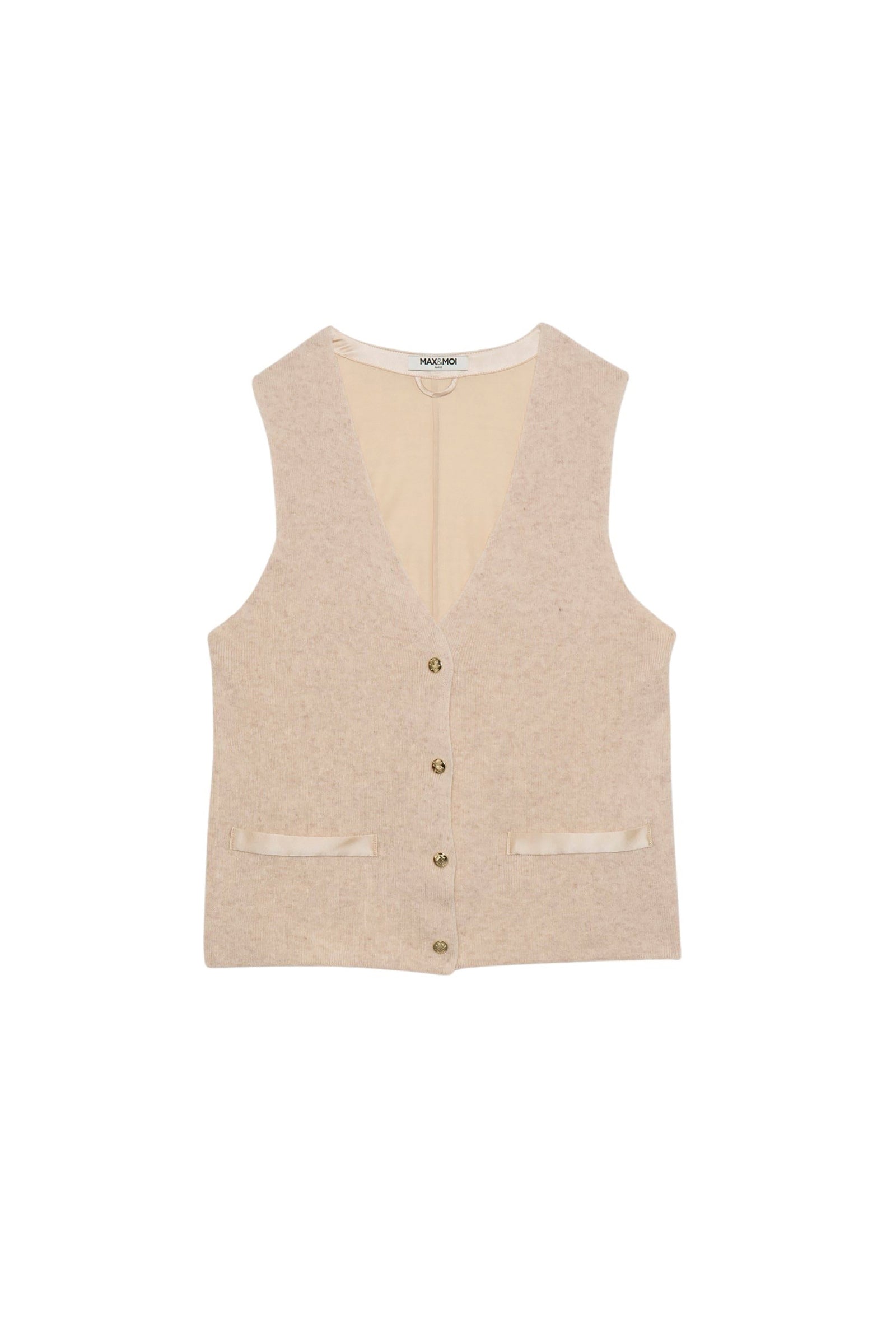 Gany sleeveless two-ply knit and silk jacket - Beige