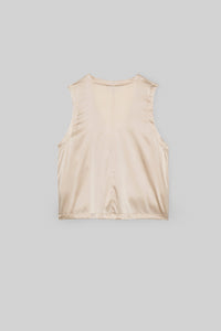 Gany sleeveless two-ply knit and silk jacket - Beige
