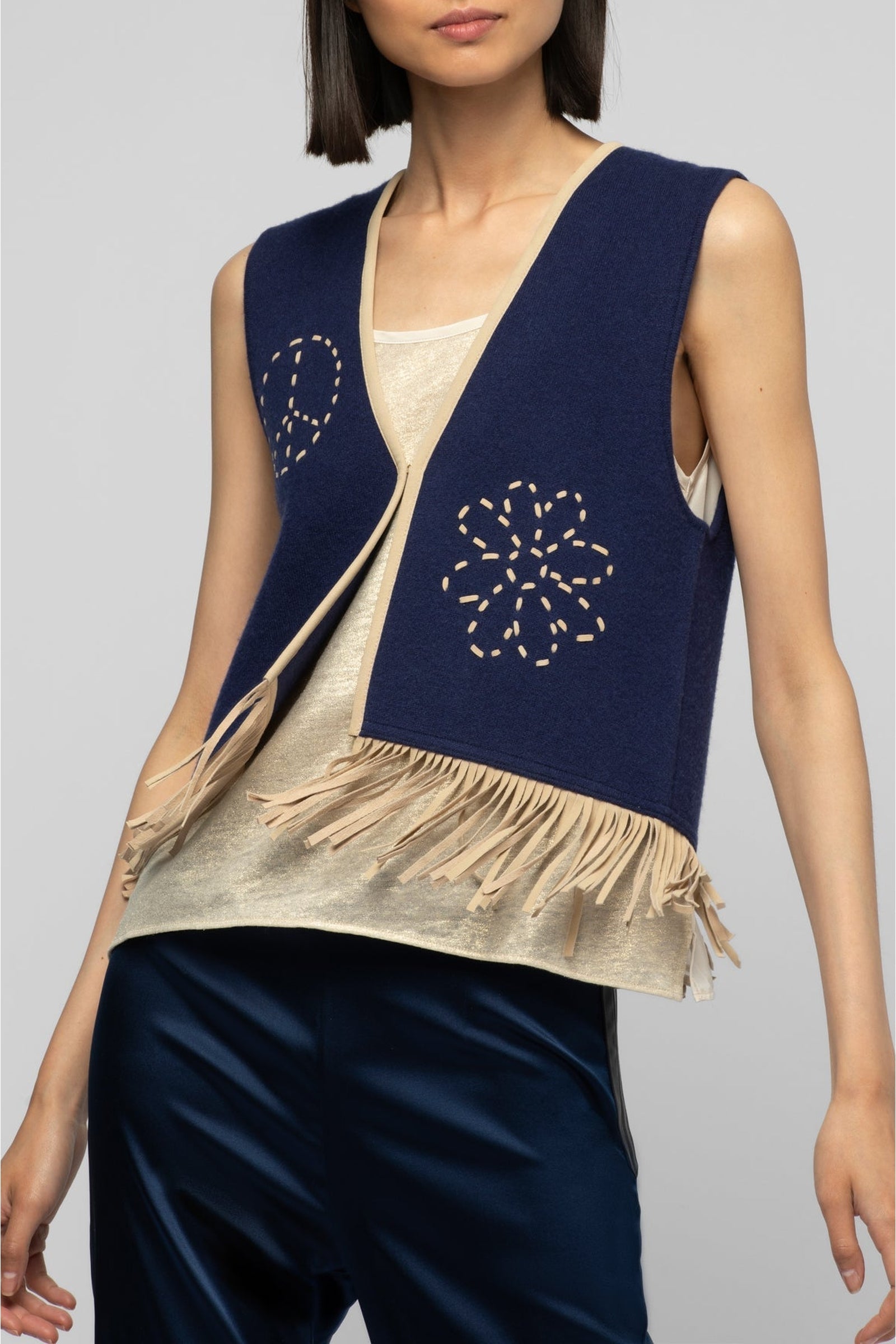 Gapril waistcoat with suede details - Navy