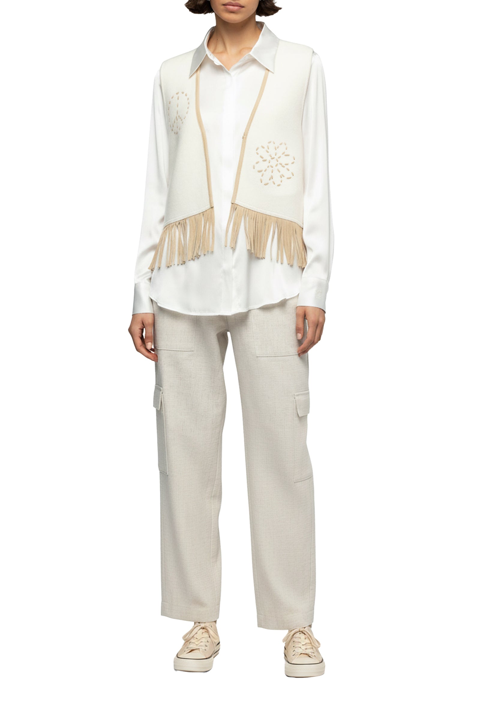 Gilet Gapril sans manches en cachemire et laine - White