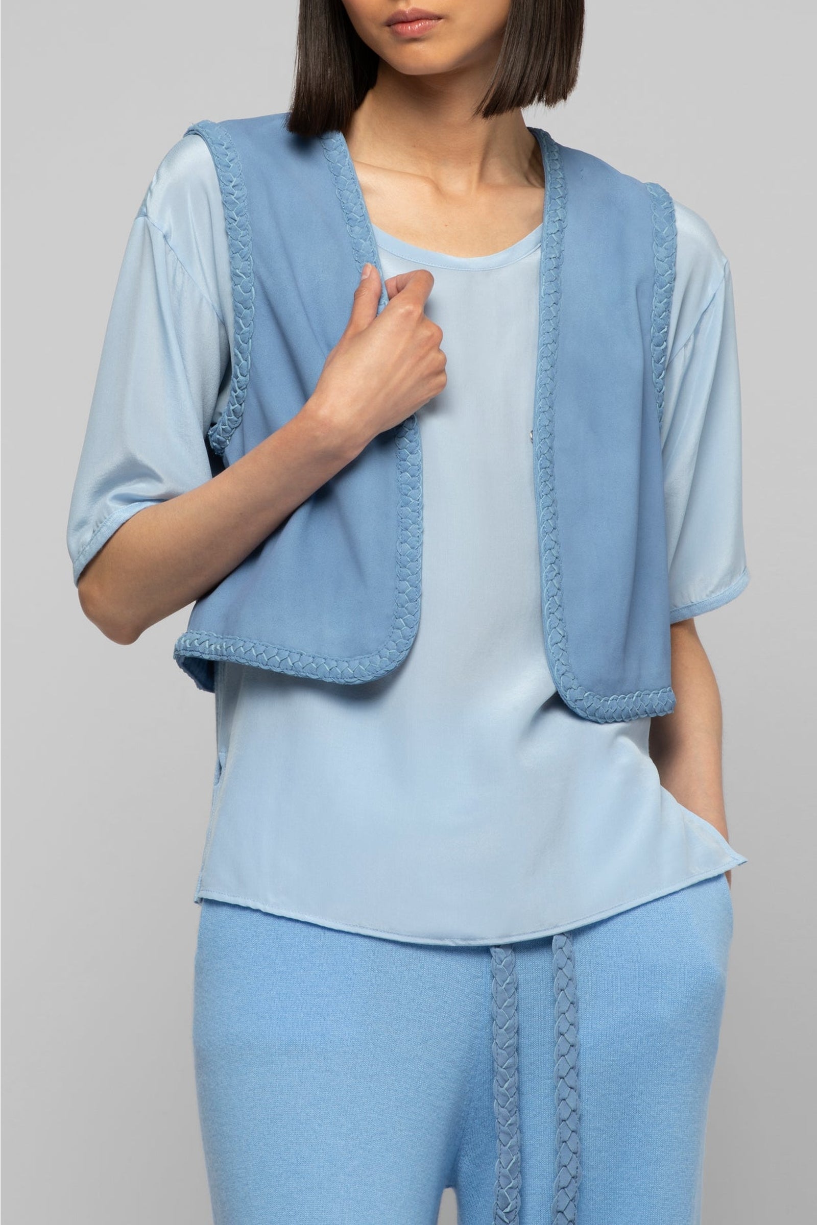 Gawa waistcoat with braided detail - Denim