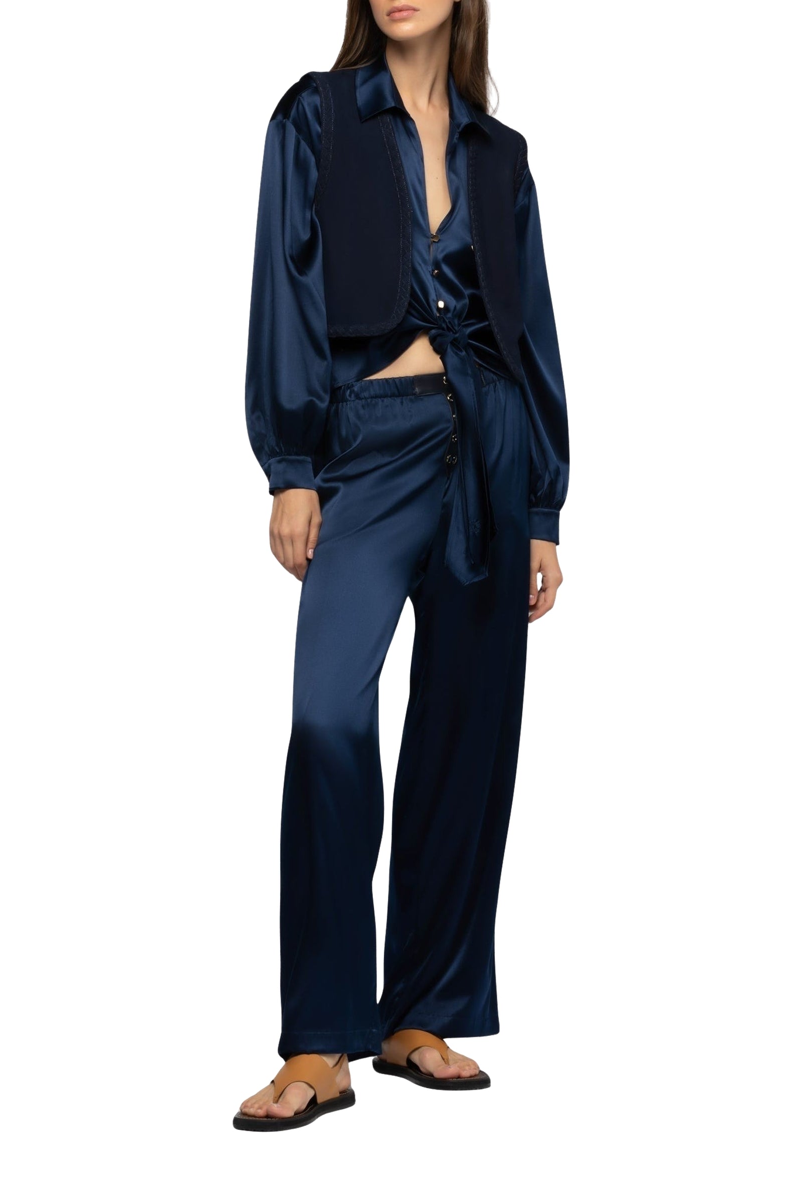 Gawa cardigan with braided detail - Navy