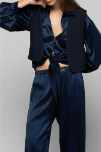 Gawa cardigan with braided detail - Navy