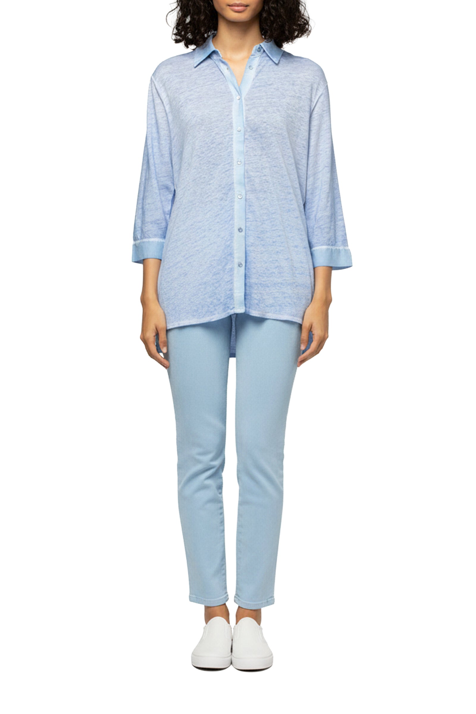 Lalix linen shirt with silk details - Bleach Blue