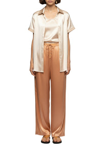 Langelika loose-fitting silk shirt with belt - Beige