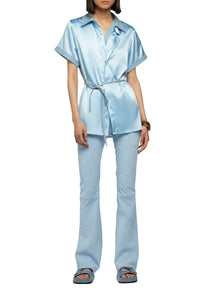 Langelika shirt with leather detail - Ciel