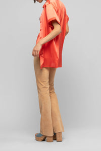 Langelika loose silk shirt with belt - Corail
