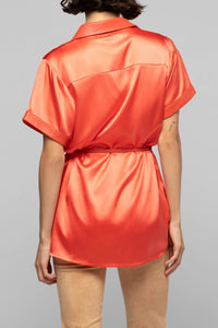 Langelika loose silk shirt with belt - Corail