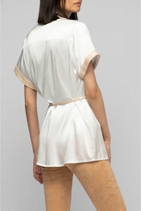 Langelika loose silk shirt with belt - White