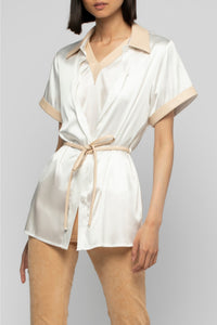 Langelika loose silk shirt with belt - White