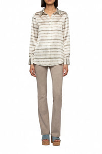 Elegant Levy long-sleeved silk shirt - Striped Tie & Dye
