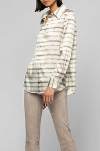Elegant Levy long-sleeved silk shirt - Striped Tie & Dye
