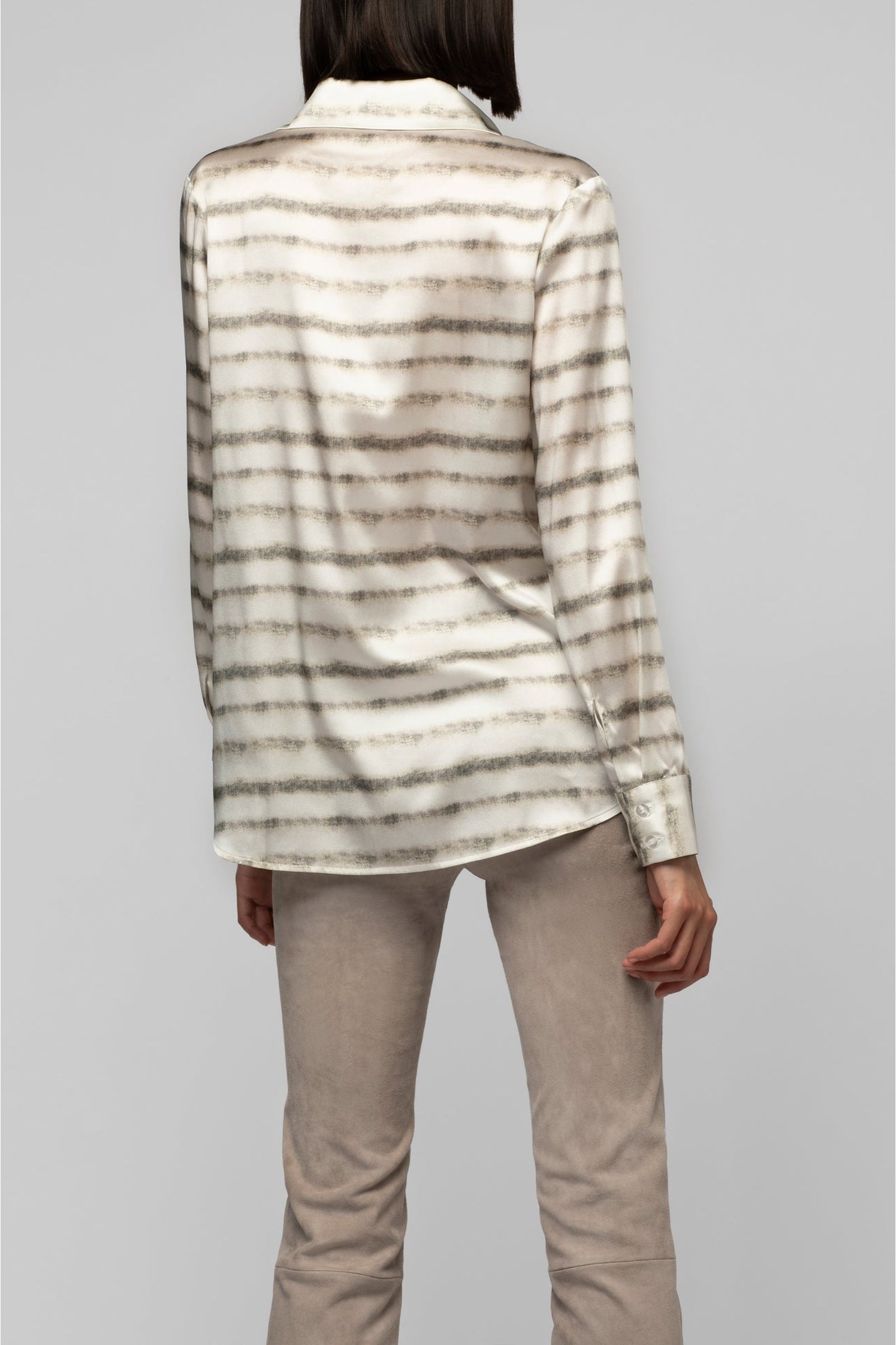 Elegant Levy long-sleeved silk shirt - Striped Tie & Dye