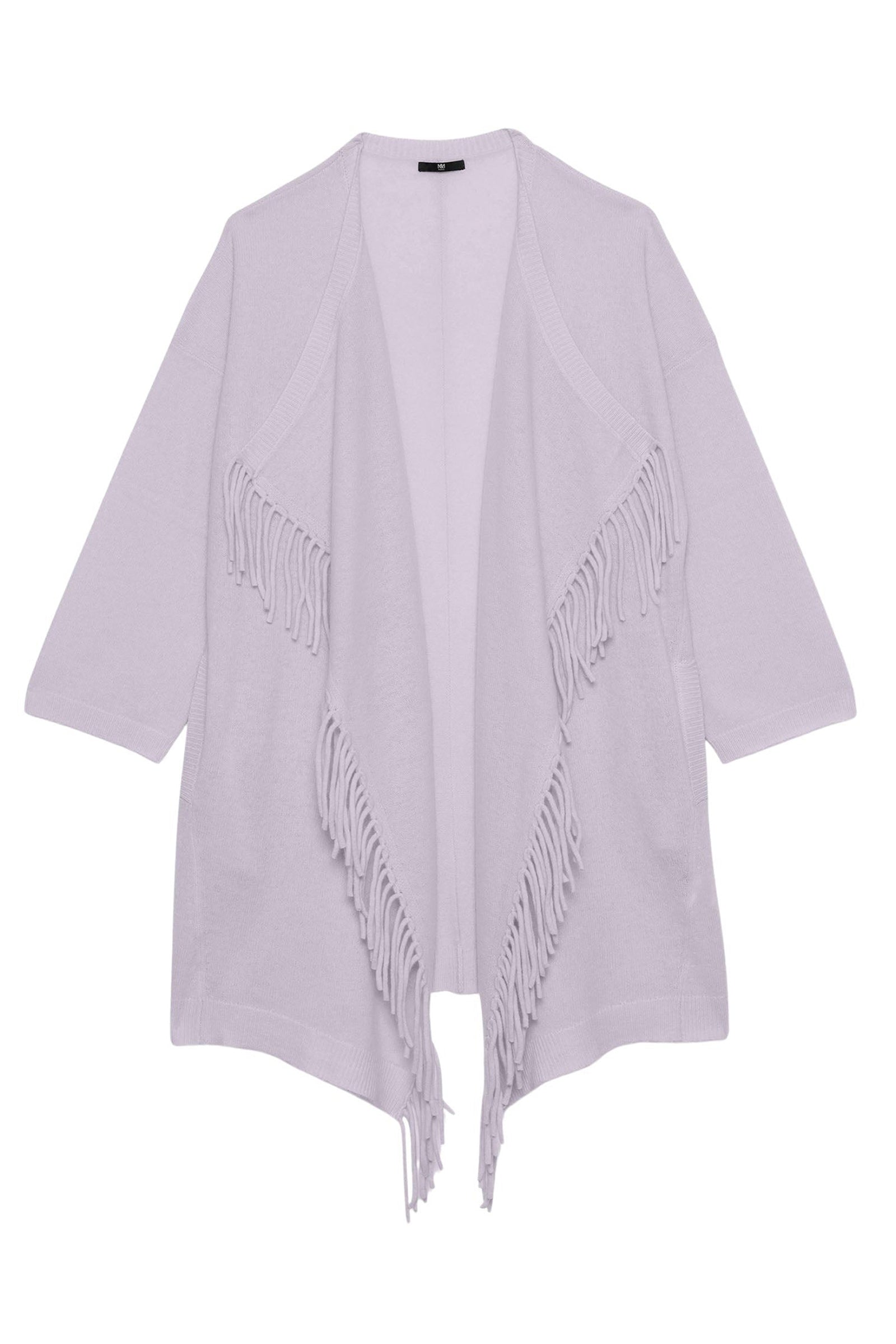 Gilet Geraldton long en cachemire avec franges - Lavande