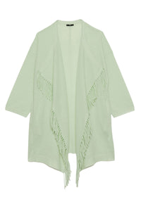 Gilet Geraldton long en cachemire avec franges - Lime