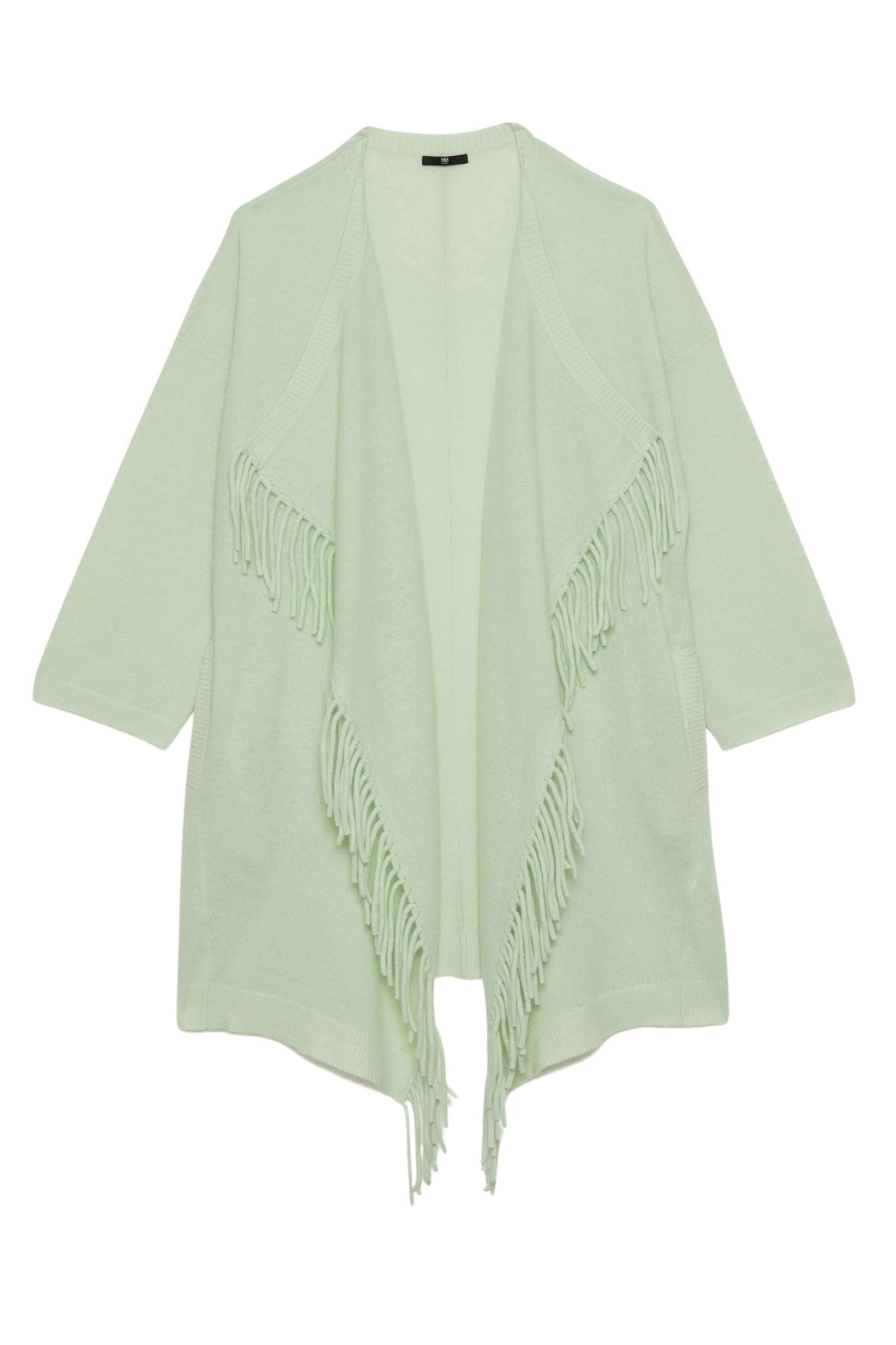 Gilet Geraldton long en cachemire avec franges - Lime