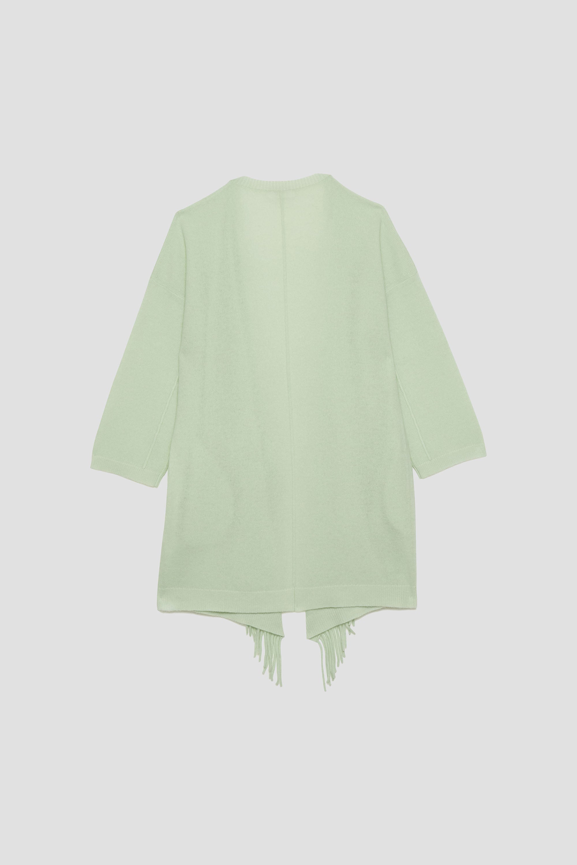 Gilet Geraldton long en cachemire avec franges - Lime