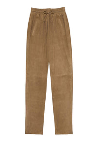 Leather jogging trousers - Camel