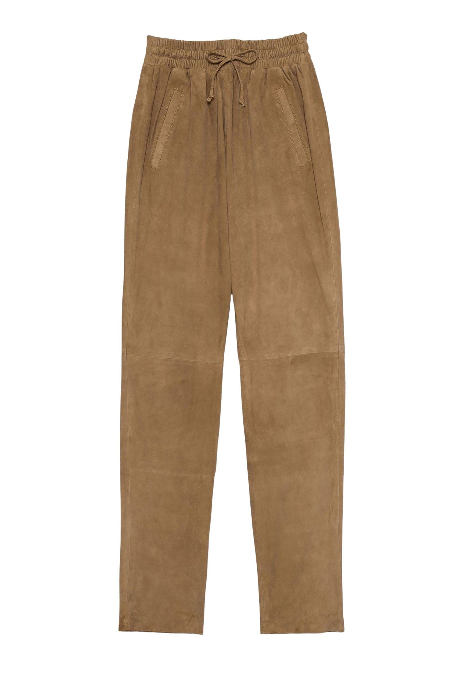 Leather jogging trousers - Camel