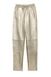 Leather jogging trousers - Gold