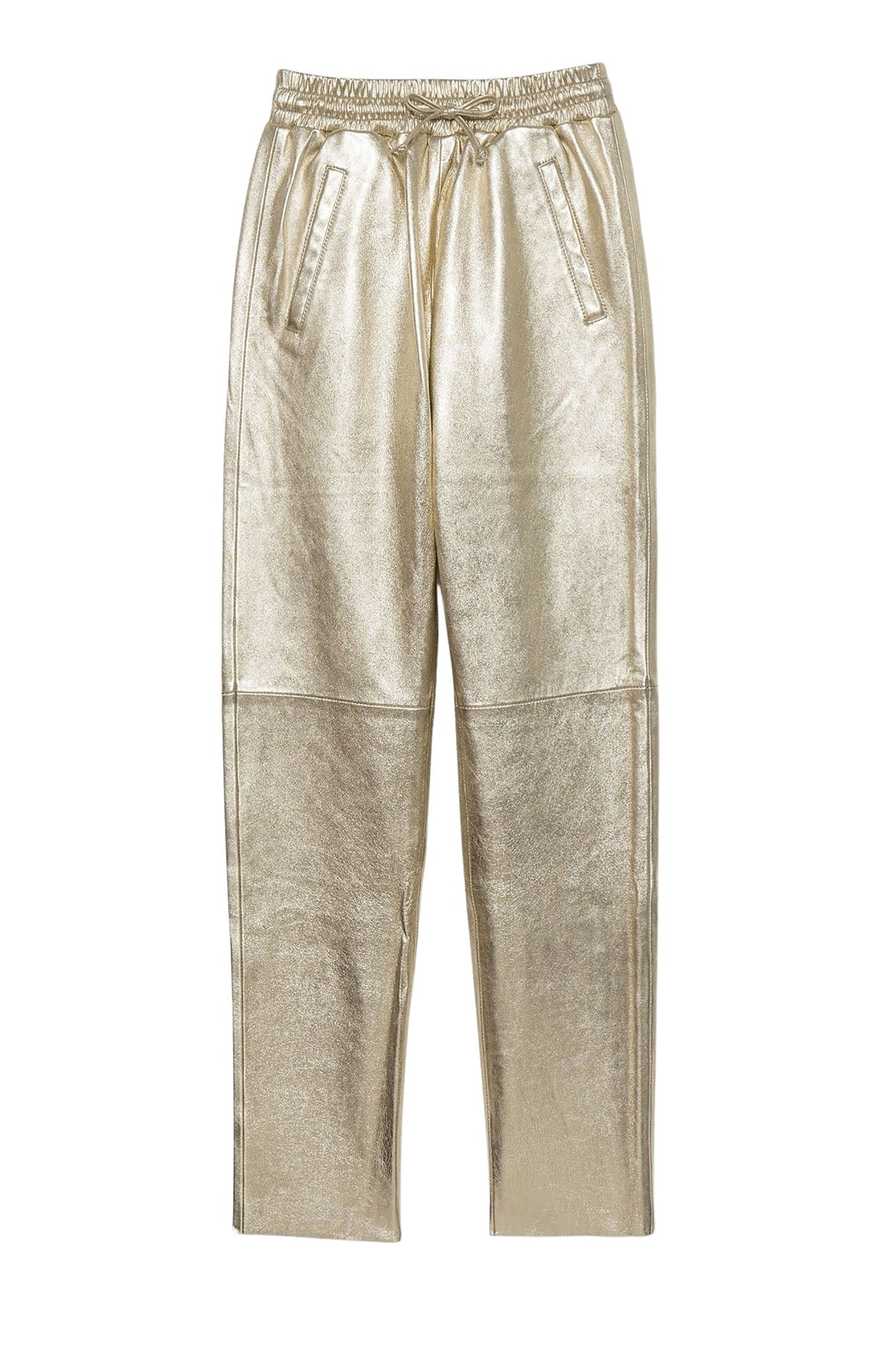 Leather jogging trousers - Gold